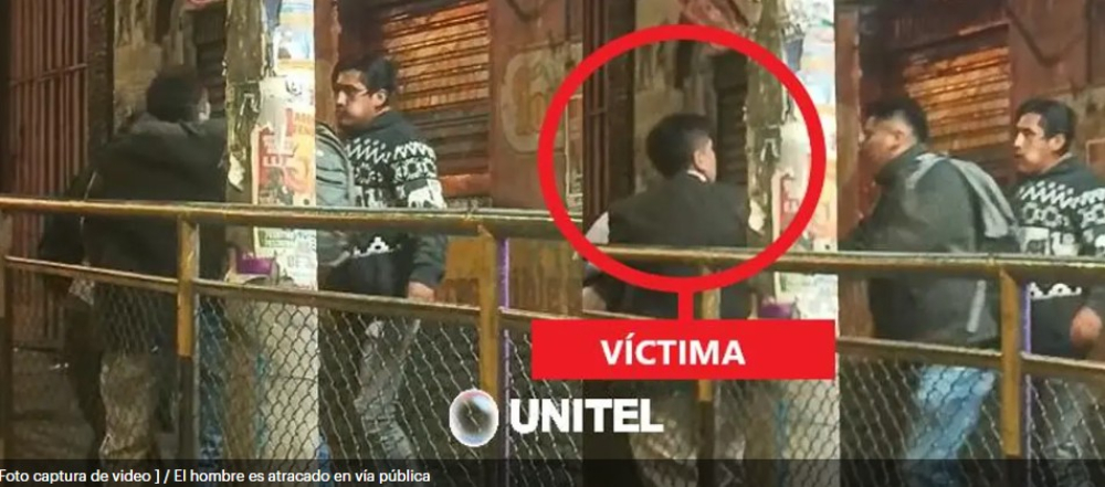 La Paz: Un hombre es golpeado y asaltado por tres delincuentes en pleno centro de La Paz